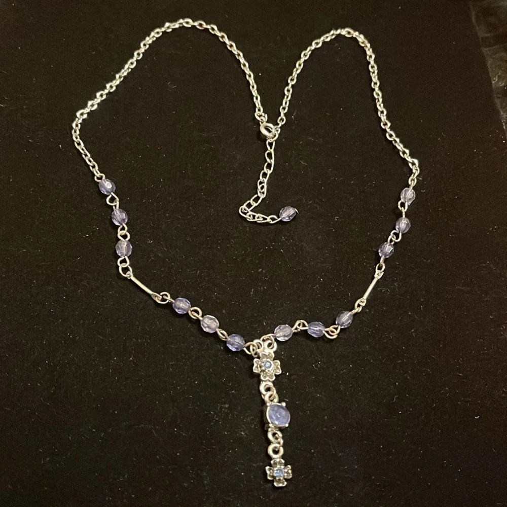 Blue and Silver Beaded Necklace